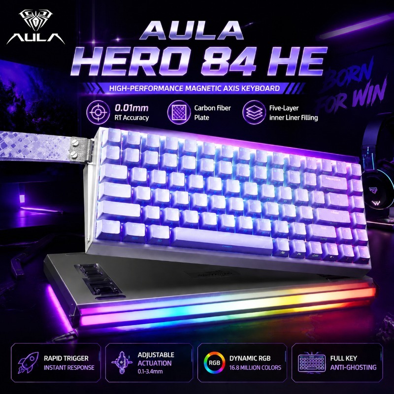 Gaming Keyboard Ergo - AULA HERO84 磁気式ゲーミングメカニカルキーボード ラピッドトリガー ホール効果スイッチ 8Kポーリング
