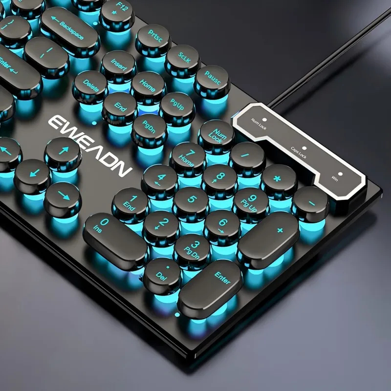 Gaming Keyboard Mechanical Wireless - レトロパンクメカニカル風キーボードマウスセット有線ワイヤレスRGBバックライトゲーミングオフィスコンボPCラップトップ用