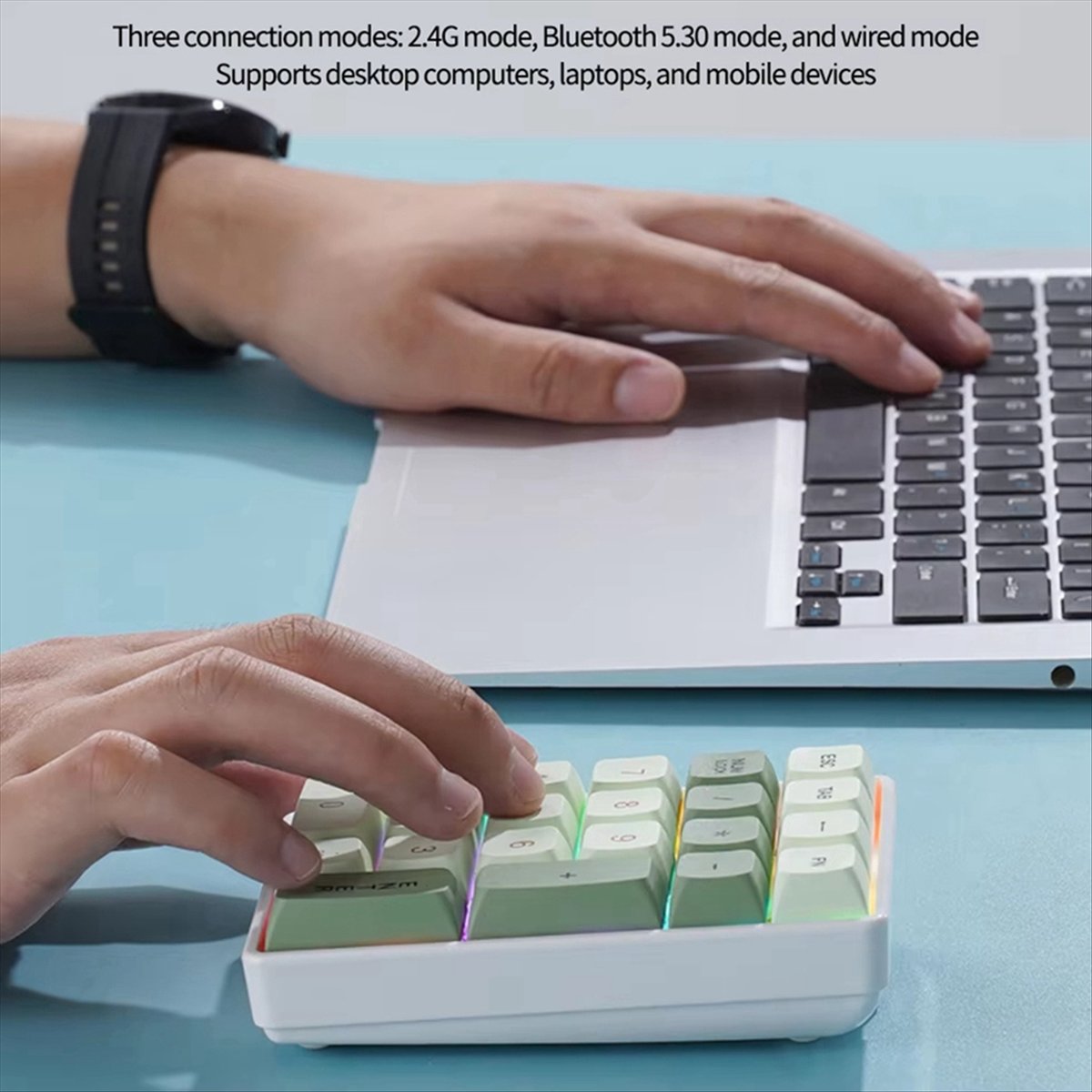 Gaming Keyboard No Number Pad - N86R 21 キーミニキーボード 2.4 グラムワイヤレス数字パッド会計用メカニカル数字キーパッドゲーミングプログラミングキーパッド A