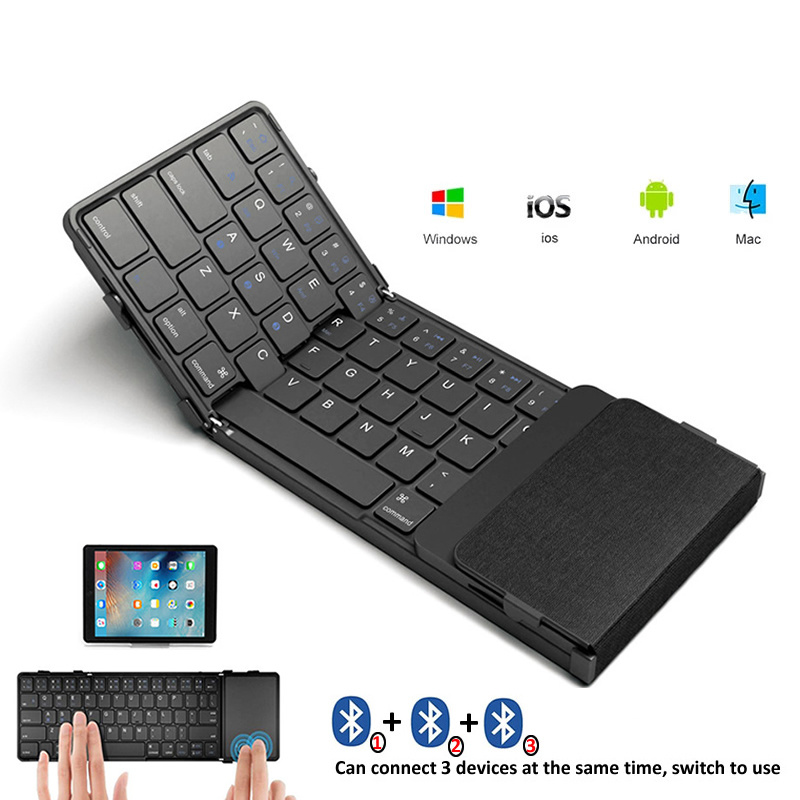 Gaming Keyboard No Number Pad - BOW 韓国/ロシア ワイヤレス折りたたみキーボード タッチパッド/テンキー付き 充電式折りたたみ式 Bluetooth