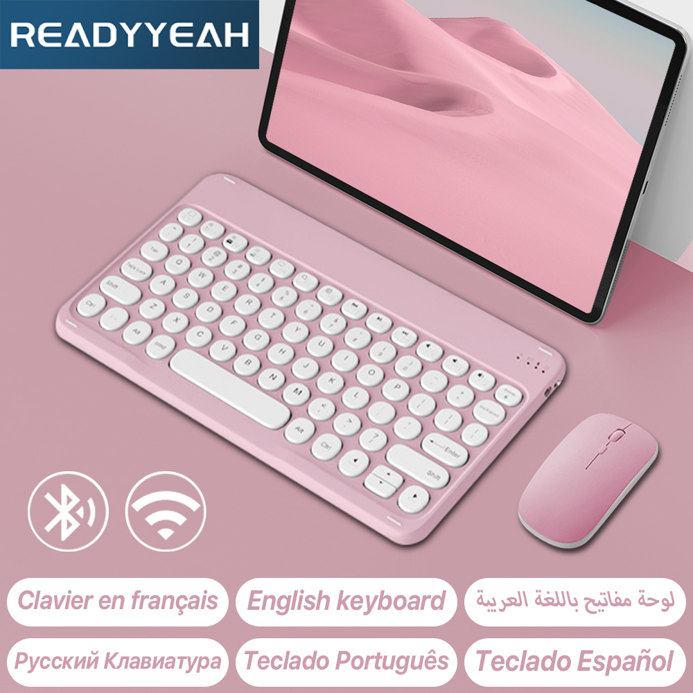 Gaming Keyboard Mechanical Wireless - Apple, Samsung, iPad, iPhone,タブレット用のBluetoothワイヤレスキーボードとマウス,スペイン語,ポルトガル語,ロシア語,フランス語版