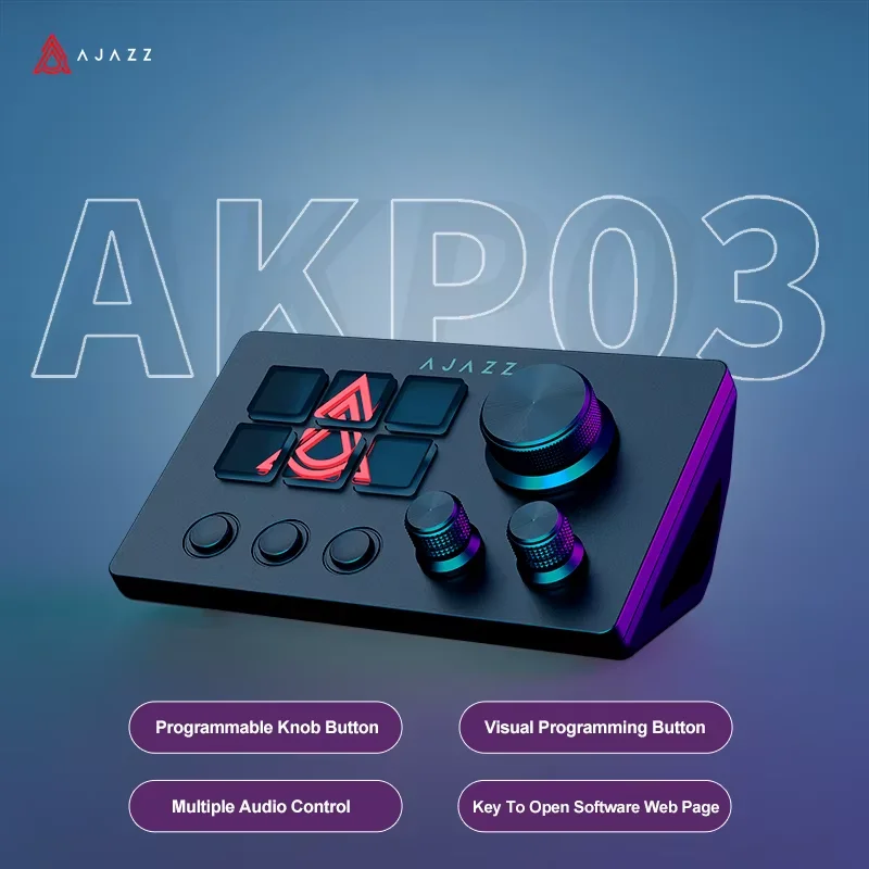 Gaming Keyboard 1 Hand - Ajazz AKP03E/153E デスクトップヘルパーデスクコンソールパネルコントローラー プログラム可能なマクロカスタムボタン ミニキーボード 多様なシナリオに対応