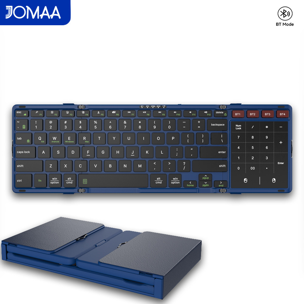 Gaming Keyboard No Number Pad - JOMAA 折りたたみ式Bluetoothキーボード タッチパッド付き ポータブルワイヤレスキーボード テンキー付き フルサイズ充電式キーボード