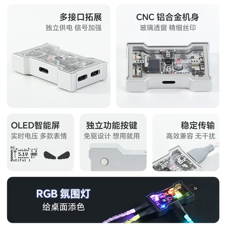 Gaming Keyboard Splitter - HMHUB HUBLite U 多機能 USB ハブ