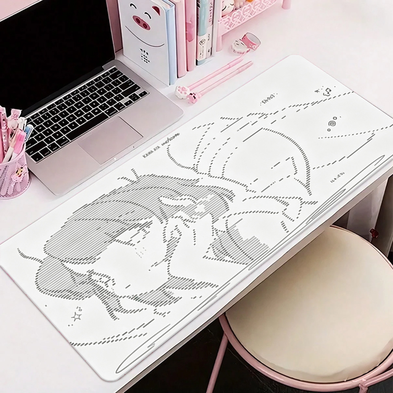Gaming Keyboard And Mouse Pad - 1 個革製マウスパッドアニメエンジェルガール Y2k かわいい大型コンピュータキーボード HD レザーデスクマットかわいいゲームオフィス