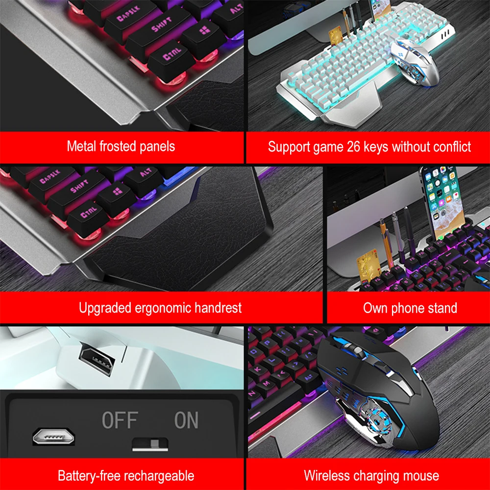K680充電式ワイヤレスキーボードとマウス,2.4g,ゲーム - Gaming Keyboard Mechanical Wireless のレビューと価格
