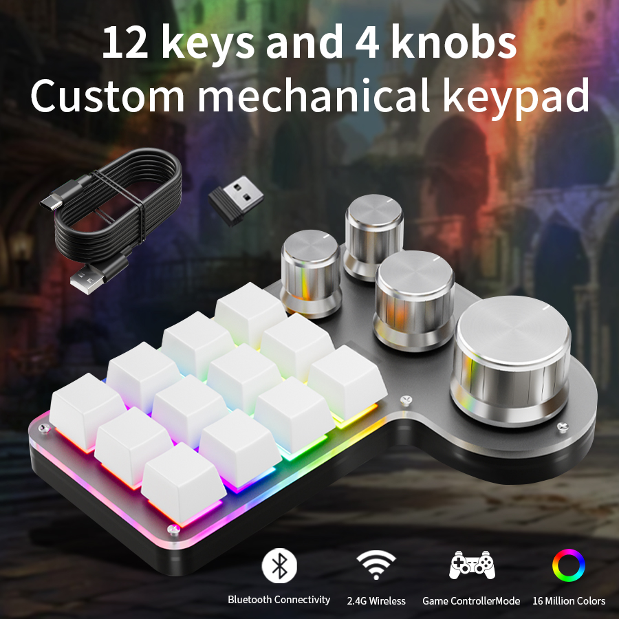 3モード12キー メカニカルキーボード 4ノブ カスタムプロ - Gaming Keyboard 1 Hand のレビューと価格