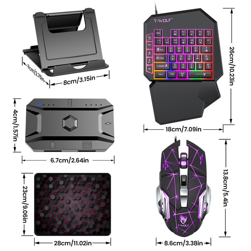 T-Wolf Tf950 5 in 1片手ゲーミングキーボー - Gaming Keyboard 1 Hand のレビューと価格