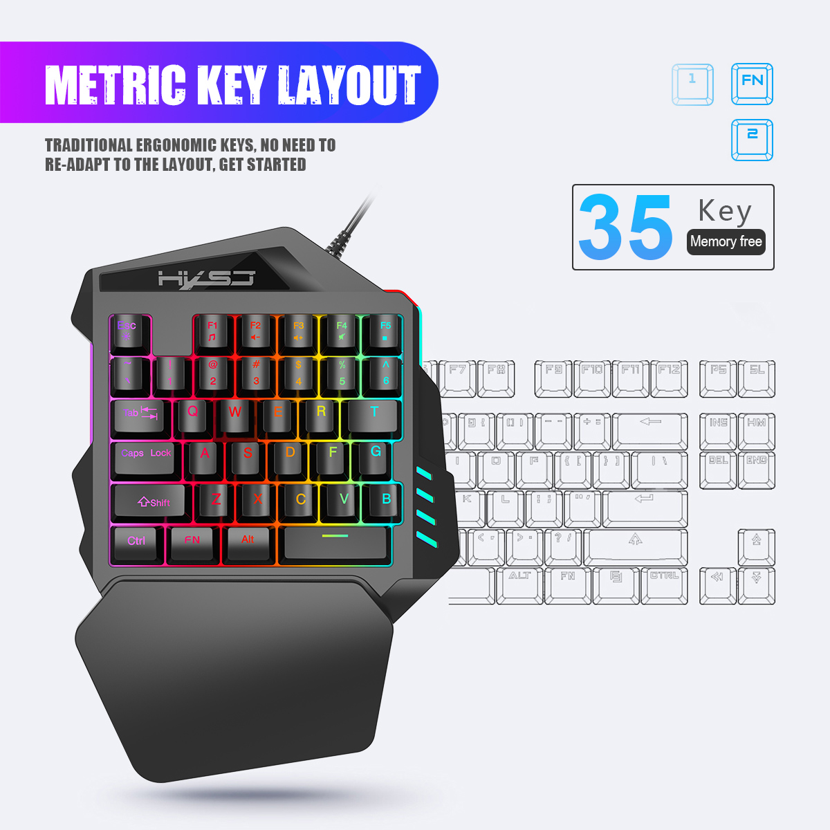 ベストセール 35 キーフィルム膜片手ゲーミングキーボード  - Gaming Keyboard 1 Hand のレビューと価格