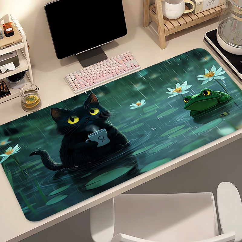 かわいい黒猫シリコンソフトゲーミングマウスパッド大型キーボー - Gaming Keyboard And Mouse Pad のレビューと価格